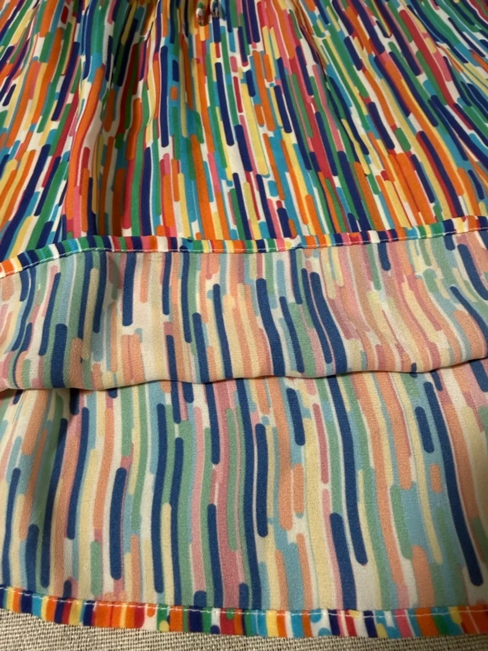 Spense Women’s Multicolor Abstract Stripe Peasant Top SZM - Picture 12 of 13